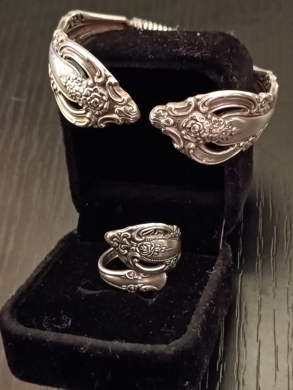 Vtg & Rare Sterling Spoon Ring & Matching Bracelet 7 in. Exc Cond Must See!